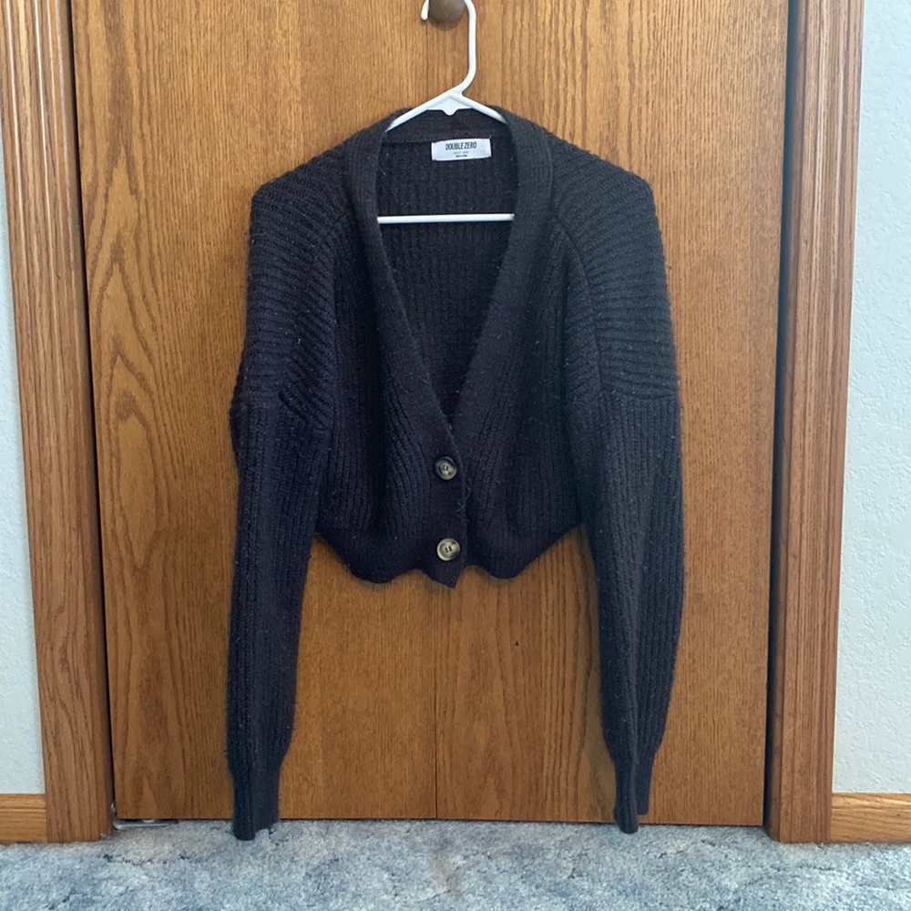 Grey cropped button down sweater